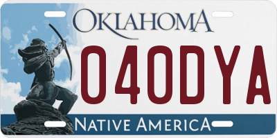 OK license plate 040DYA