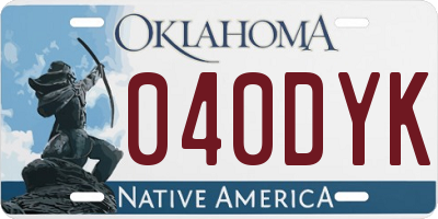 OK license plate 040DYK