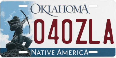 OK license plate 040ZLA