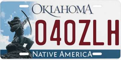 OK license plate 040ZLH