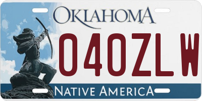 OK license plate 040ZLW