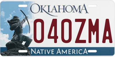 OK license plate 040ZMA