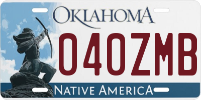 OK license plate 040ZMB