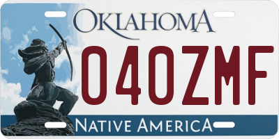 OK license plate 040ZMF
