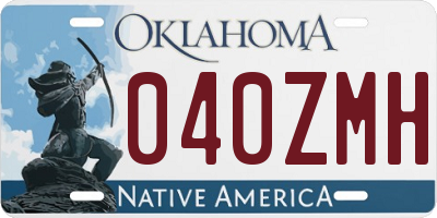 OK license plate 040ZMH