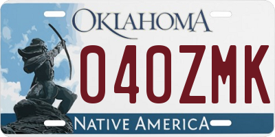 OK license plate 040ZMK