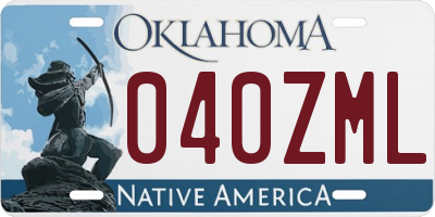 OK license plate 040ZML