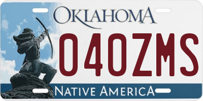 OK license plate 040ZMS