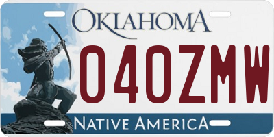 OK license plate 040ZMW