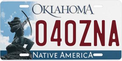 OK license plate 040ZNA