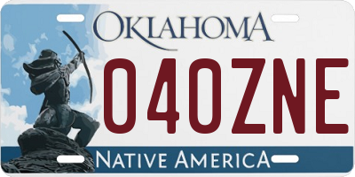 OK license plate 040ZNE