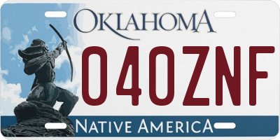 OK license plate 040ZNF