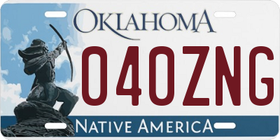 OK license plate 040ZNG