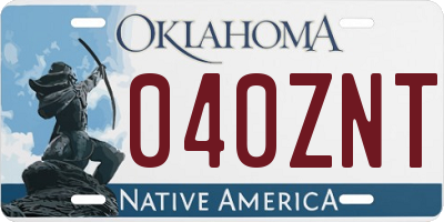 OK license plate 040ZNT