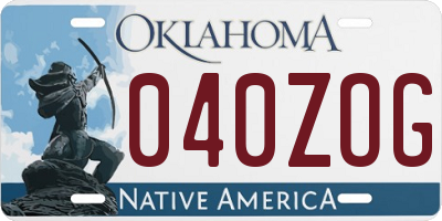 OK license plate 040ZOG