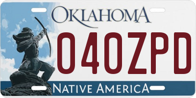 OK license plate 040ZPD