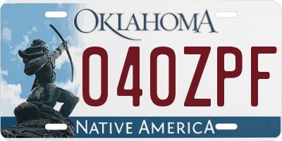 OK license plate 040ZPF