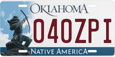 OK license plate 040ZPI