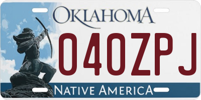 OK license plate 040ZPJ