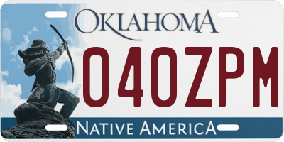 OK license plate 040ZPM