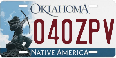 OK license plate 040ZPV