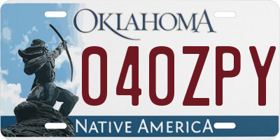 OK license plate 040ZPY