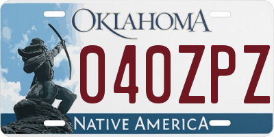 OK license plate 040ZPZ