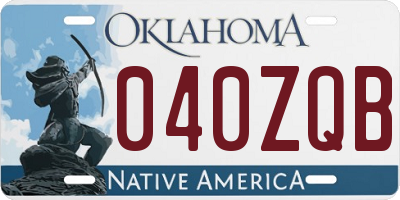 OK license plate 040ZQB