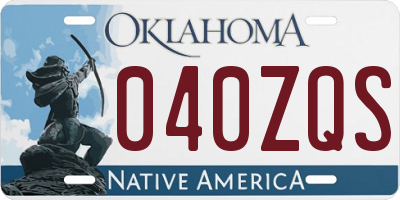 OK license plate 040ZQS