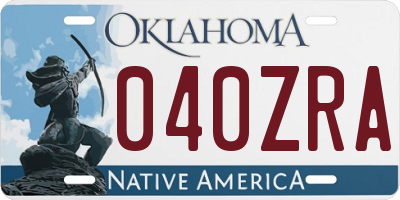 OK license plate 040ZRA