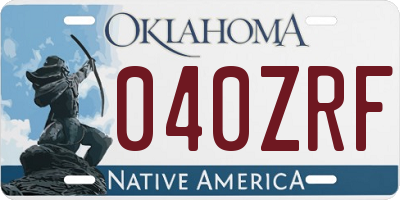 OK license plate 040ZRF