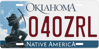OK license plate 040ZRL