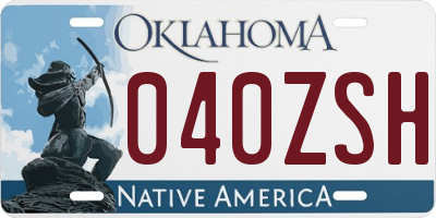 OK license plate 040ZSH