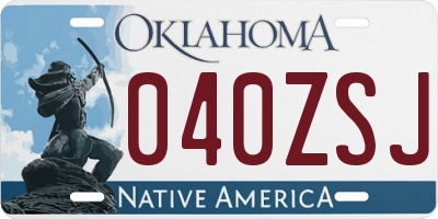 OK license plate 040ZSJ