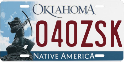 OK license plate 040ZSK