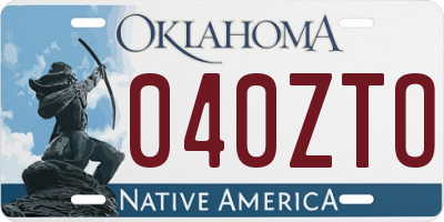 OK license plate 040ZTO