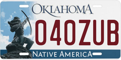 OK license plate 040ZUB