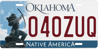 OK license plate 040ZUQ