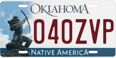 OK license plate 040ZVP
