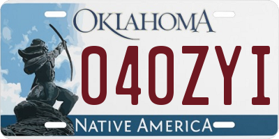 OK license plate 040ZYI