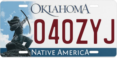 OK license plate 040ZYJ
