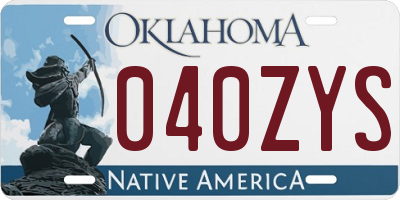 OK license plate 040ZYS