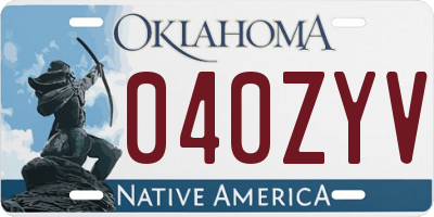 OK license plate 040ZYV