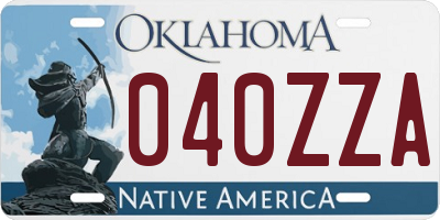 OK license plate 040ZZA