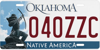 OK license plate 040ZZC