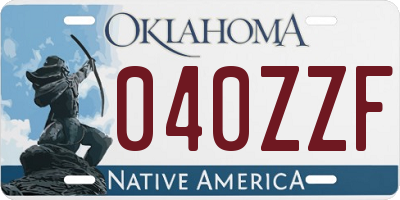 OK license plate 040ZZF