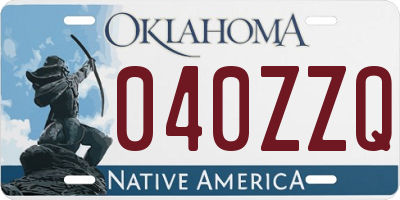 OK license plate 040ZZQ