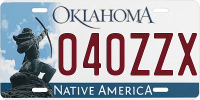 OK license plate 040ZZX