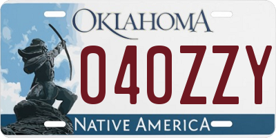 OK license plate 040ZZY