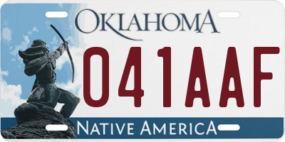 OK license plate 041AAF